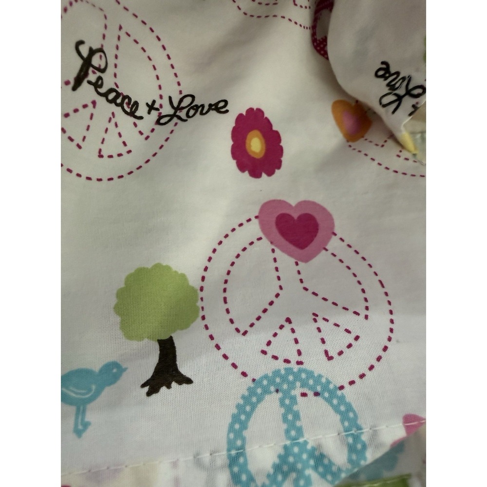 VTG Circo Peace & Love Twin Flat Sheet | Retro Hippie Floral Heart Birds 2013